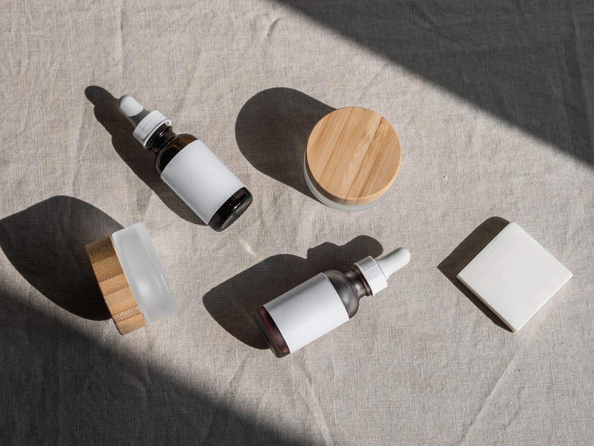 Flat lay skincare and beauty product photography
